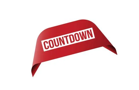 Red banner Countdown on white background. Stock Illustration