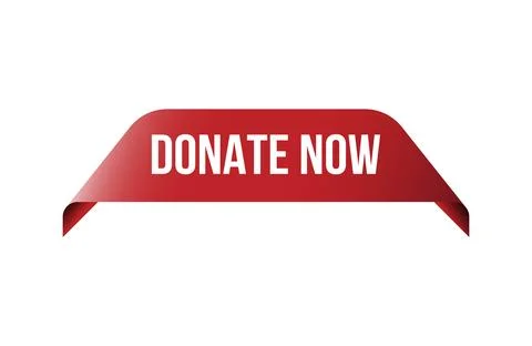 Red banner donate now isolated on white background. Stock Illustration
