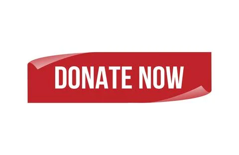 Red banner donate now isolated on white background. Stock Illustration