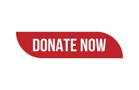 Red banner donate now isolated on white background. Stock Illustration