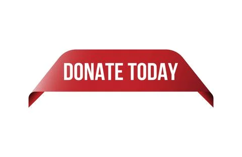 Red banner donate today isolated on white background. Stock Illustration