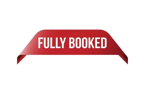 Red banner fully booked isolated on white background. Stock Illustration