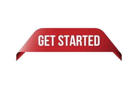 Red banner get started isolated on white background. Stock Illustration