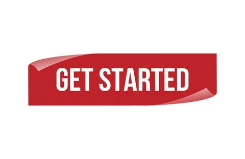 Red banner get started isolated on white background. Stock Illustration