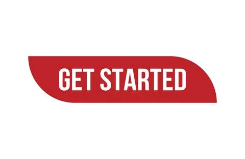 Red banner get started isolated on white background. Stock Illustration