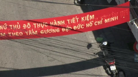 Red banner in Hanoi Stock Footage 288378