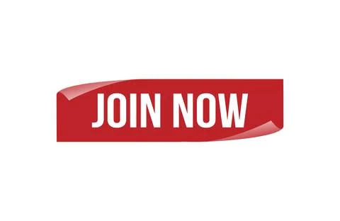 Red banner join now on white background. Illustration