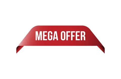 Red banner mega offer isolated on white background. Stock Illustration