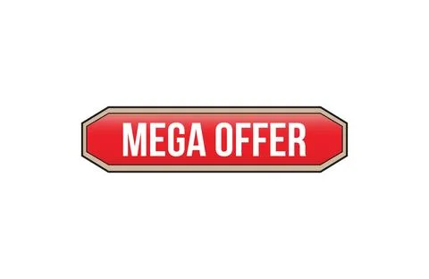 Red banner mega offer isolated on white background. Stock Illustration