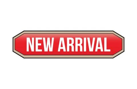 Red banner new arrival isolated on white background. Stock Illustration