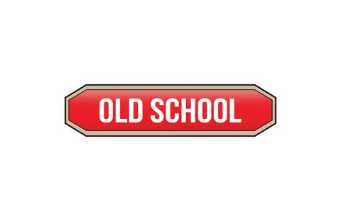 Red banner old school isolated on white background. Stock Illustration