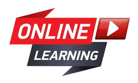 Red Banner or button for online learning. Stock Illustration