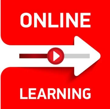 Red Banner or button for online learning. Stock Illustration