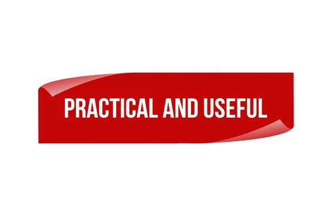 Red banner Practical And Useful isolated on white background. Stock Illustration