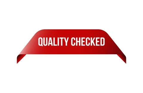 Red banner quality checked isolated on white background. Stock Illustration