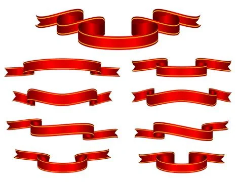 Red Banner Ribbon Set Vector Stock-Illustration