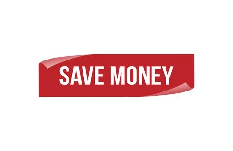 Red banner save money isolated on white background. Stock Illustration