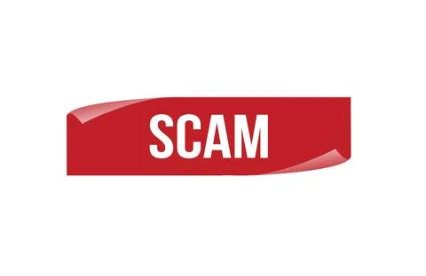 Red banner Scam on white background. Stock Illustration