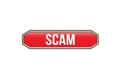 Red banner Scam on white background. Stock Illustration