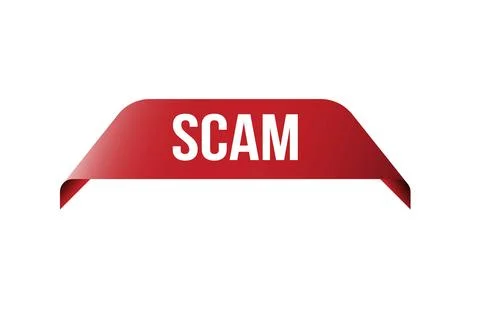 Red banner Scam on white background. Stock Illustration