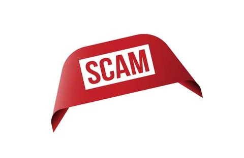 Red banner Scam on white background. Stock Illustration