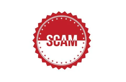 Red banner Scam on white background. Stock Illustration