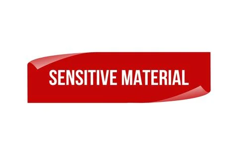 Red banner Sensitive Material isolated on white background. Stock Illustration