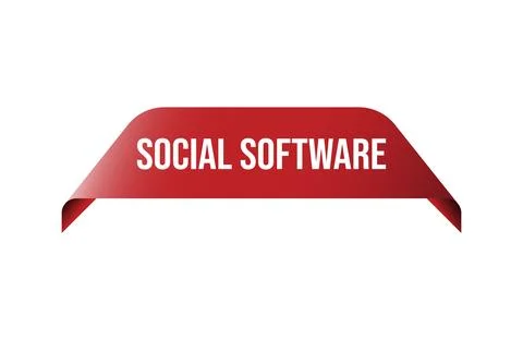 Red banner social software isolated on white background. Illustrazione stock