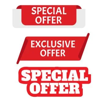 Red banner special offer. Vector badge template. Exclusive offer Stock Illustration