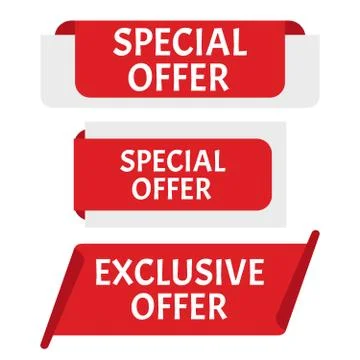 Red banner special offer. Vector badge template. Exclusive offer Stock Illustration