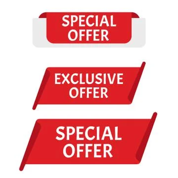 Red banner special offer. Vector badge template. Exclusive offer Stock Illustration