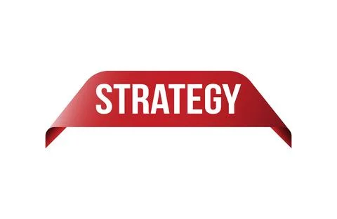Red banner Strategy on white background. Stock Illustration