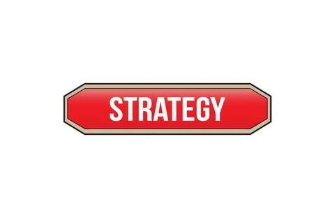 Red banner Strategy on white background. Stock Illustration