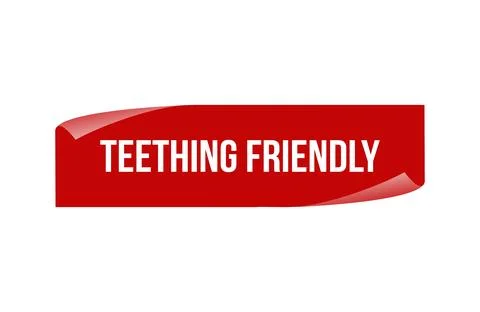 Red banner teething friendly isolated on white background. Stock Illustration