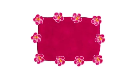 Red banner for title with flower. Include alpha mask. Stop-motion animation 스톡 동영상 72580189