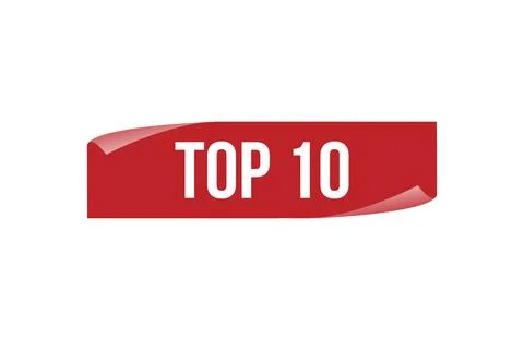 Red banner top 10 isolated on white background. Stock Illustration