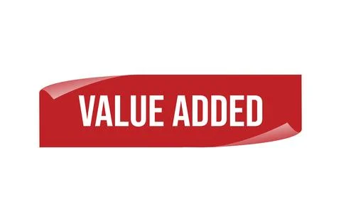 Red banner value added isolated on white background. 스톡 일러스트