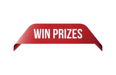 Red banner win prizes isolated on white background. Stock Illustration