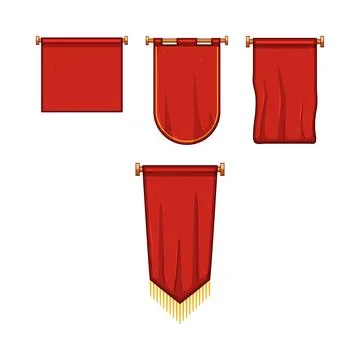 Red banners and flags vector set Stock Illustration