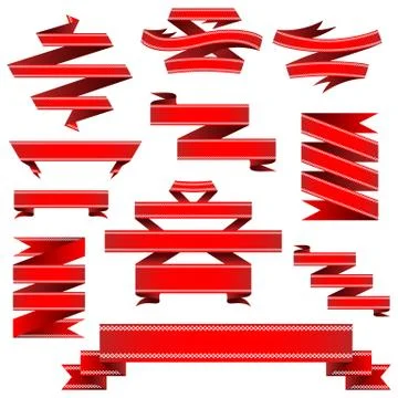 Red Banners with Border Stock Illustration