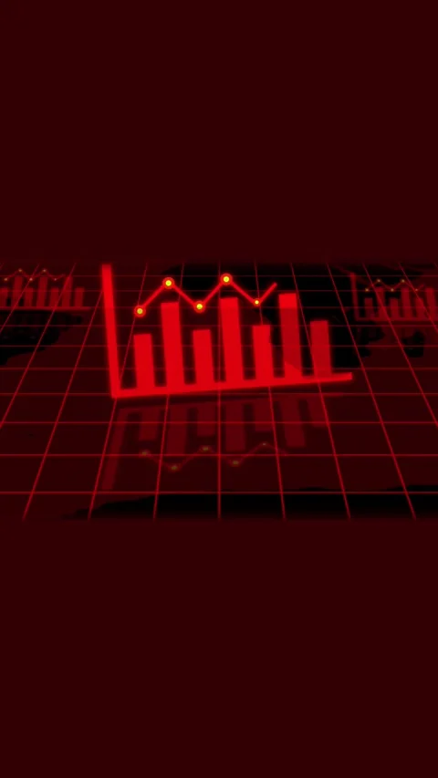 Red bar chart and line graph with reflection over map. Red bar chart and li.. Stock Footage 344840917