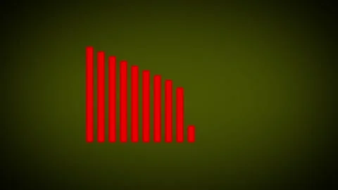 Red bar chart displaying decreasing values on dark green background, abstra.. Stock Footage 345547669