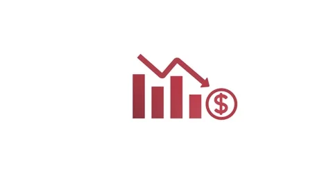 Red Bar Chart with Downward Arrow and Dollar Sign on animation White Backgr.. Stock Footage 321791630
