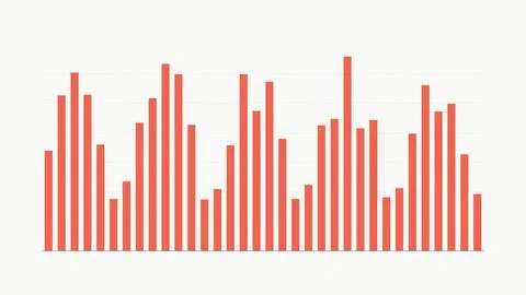 Red bar chart with fluctuating data values on white background Stock Illustration