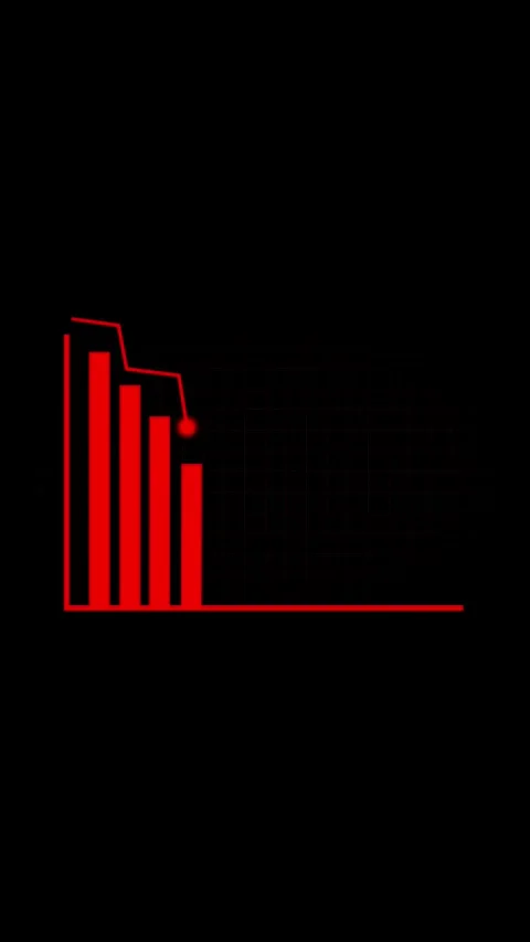 Red Bar Chart with Glowing Dot and Grid Lines on Black Background graph Stock Footage 337459427