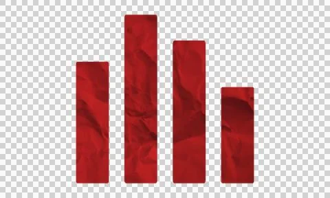 Red bar chart graph with paper texture isolated on white background for bus.. Stock Illustration