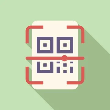 Red bar code icon flat vector. Label cell app 스톡 일러스트