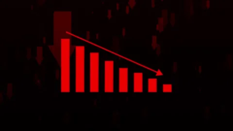 Red bar graph animation illustrating financial decline and economic downturn Stock Footage 340032183