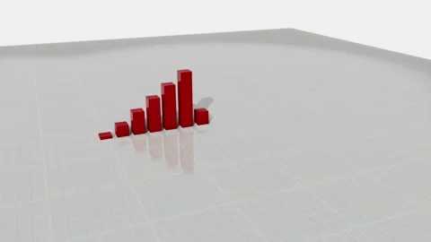 A Red bar graph with growing arrow animation pushing in Stock Footage 155301606