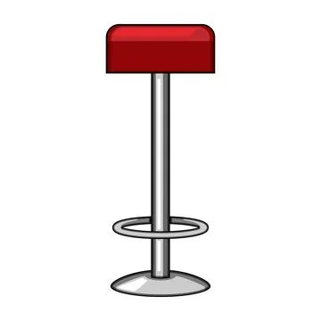 Red bar stool standing on white background illustration Stock Illustration